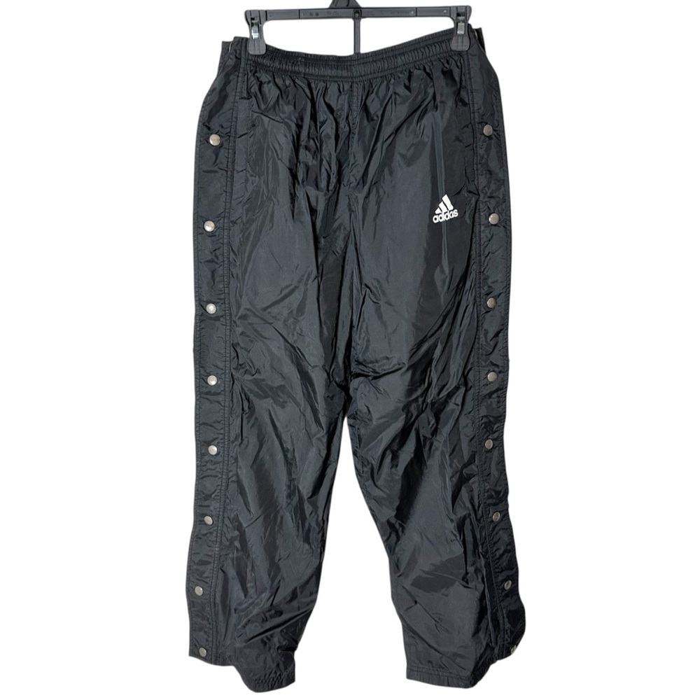 ADIDAS Vintage Black Nylon Tearaway Track Pants Side Snaps 90’s Y2K Size Small